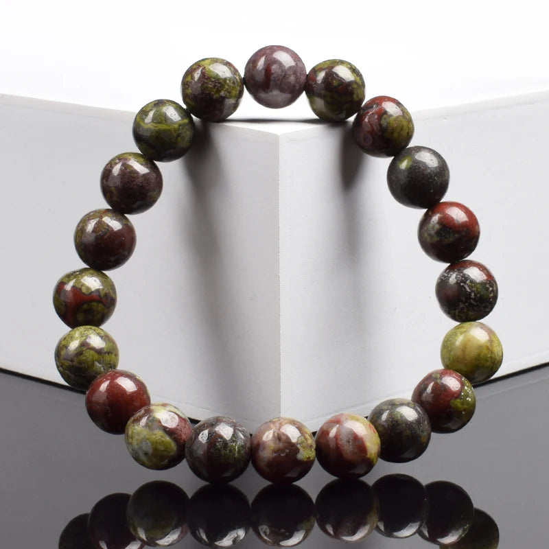 luckacco natural dragon blood stone bracelet made of real natural stones beads bracelets gems jewelry women men genuine bloodstone jasper