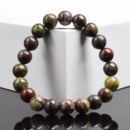 Luckacco Natural Dragon Blood Stone Bracelet Made of Real Natural Stones Beads Bracelets Gems Jewelry Women Men Genuine Bloodstone Jasper