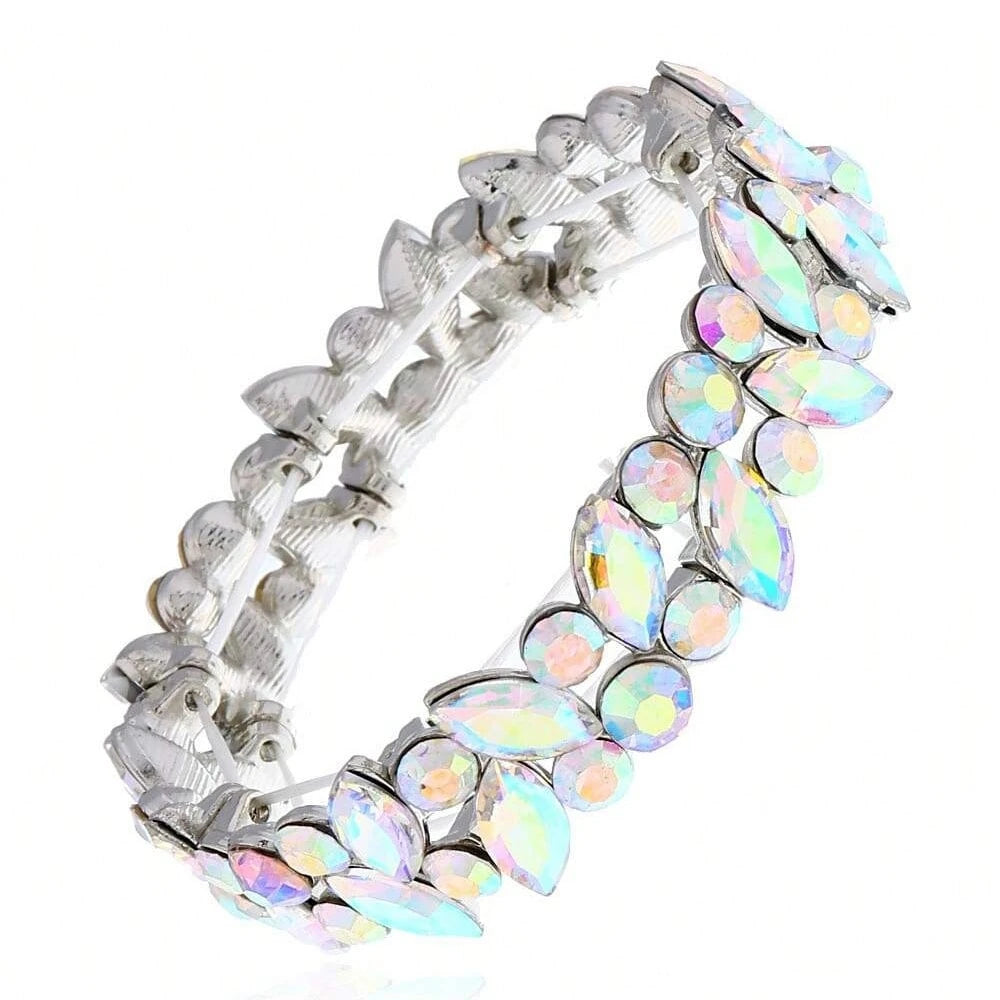luckacco new fashion luxury crystal rhinestone elastic charm bracelet bangle for women wedding party jewelry accessories