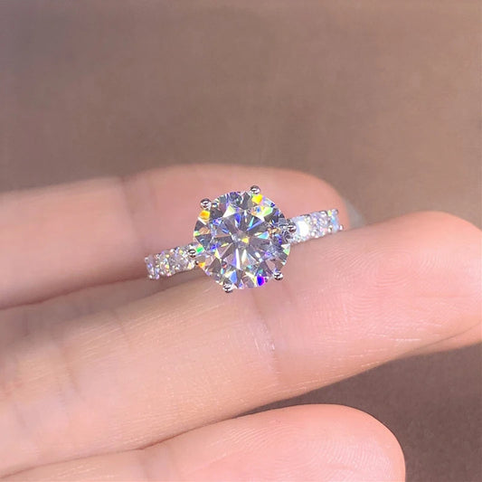 Luckacco daily picks 4 Claws Round Cubic Zirconia Crystal Rings for Women Luxury Bride Wedding Rings Proposal Engagement Bands Trendy Jewelry