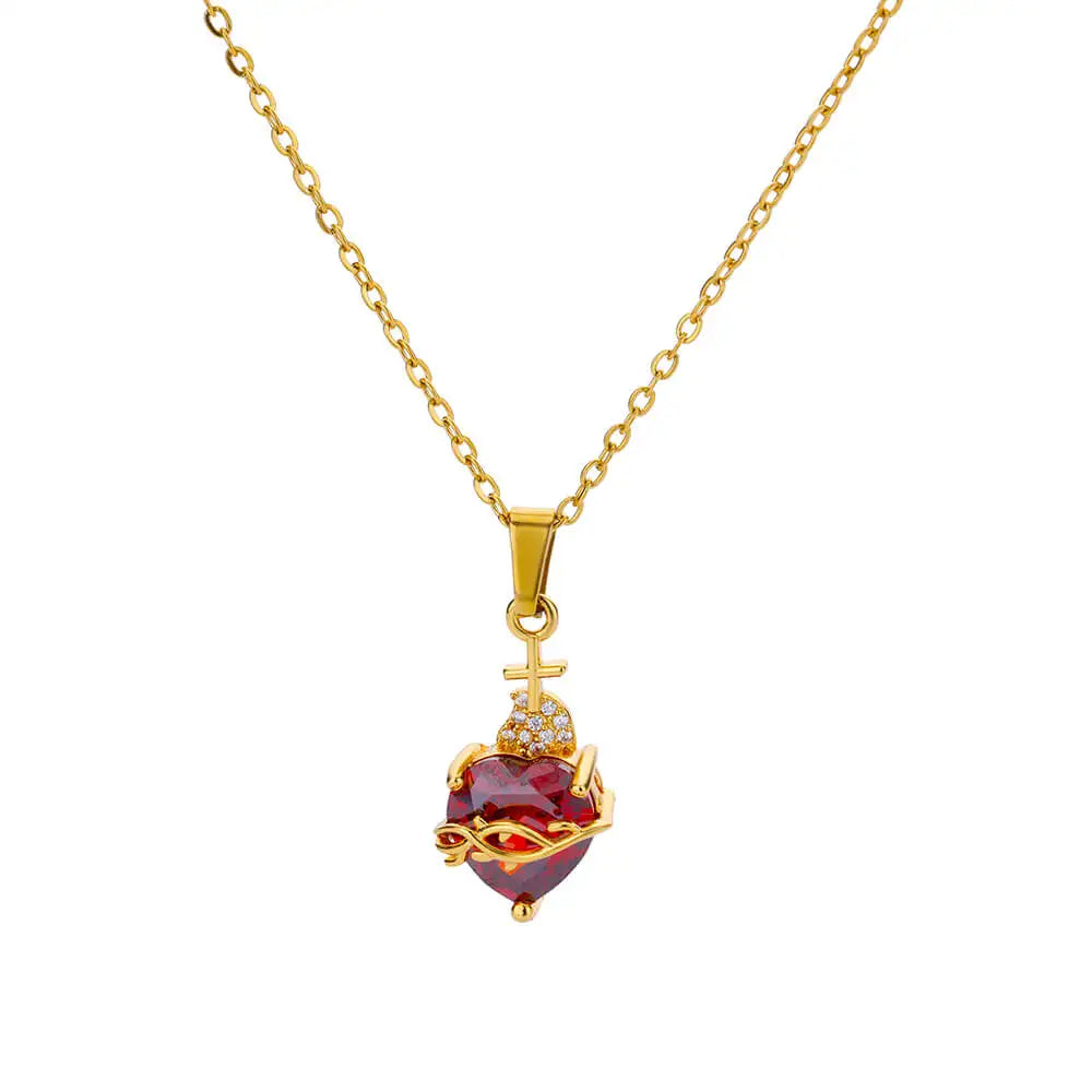luckacco zircon heart cross necklaces for women vintage geometric surrounded by vines choker necklace aesthetic fashion jewelry gift 2025