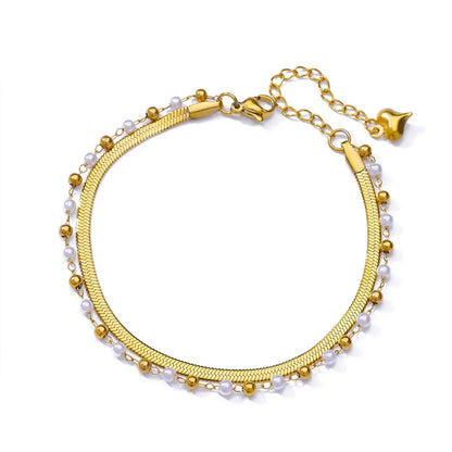 Luckacco Elegant Zircon Flowers Bracelet For Women Girls Charm Gold Color Stainless Steel Plant Bracelets Luxury Designer Jewelry Gifts