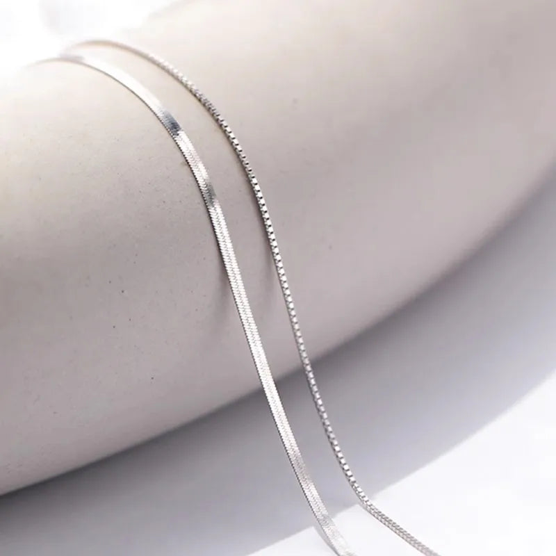 luckacco 2023 s925 silver double layer box chain snake clavicle chain necklace female fashion hip-hop retro unique design fine jewelry