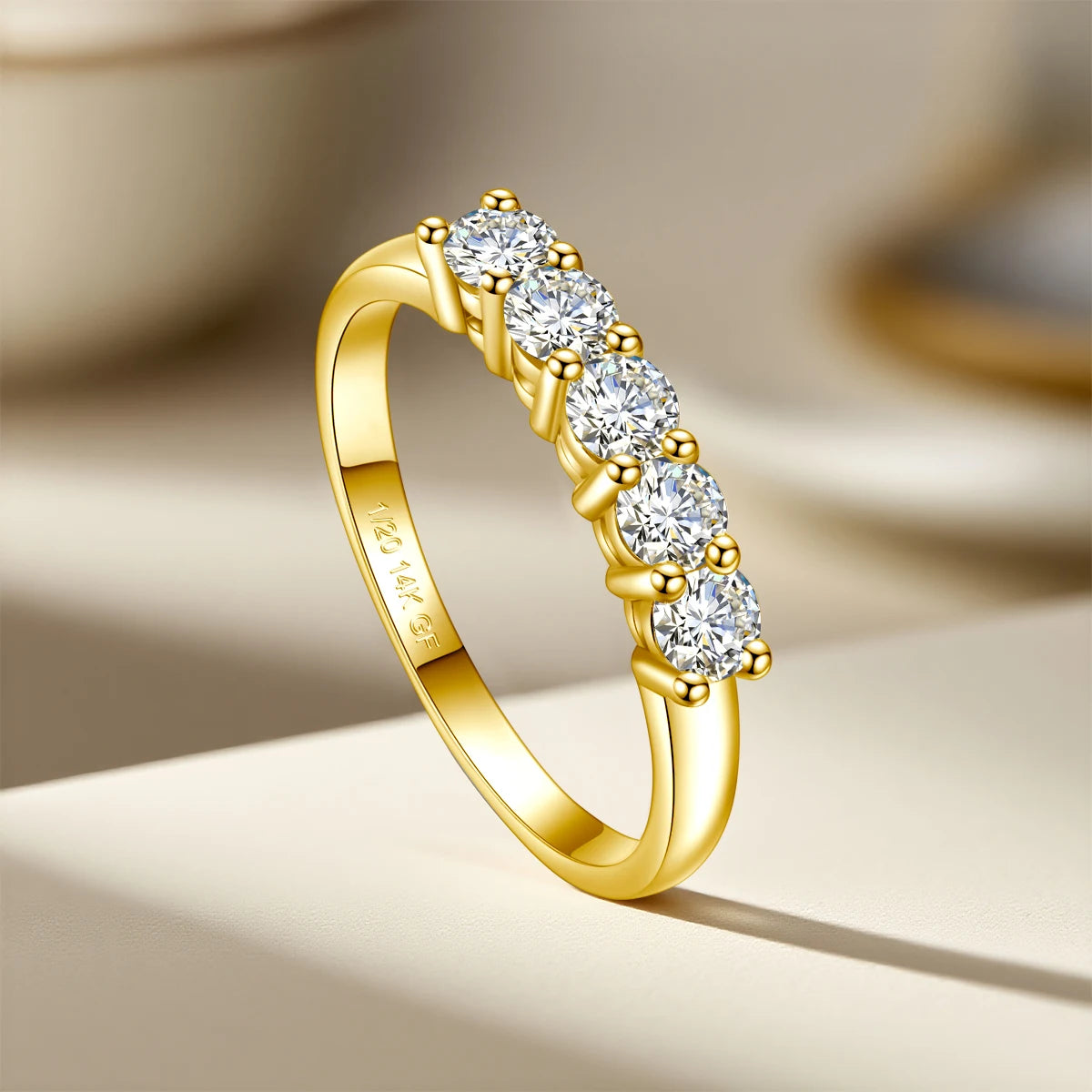 luckacco szjinao 14k gold filled rings for woman 1.0ct 3.5mm moissanite diamond wedding jewelry no tarnish engagement lady gift
