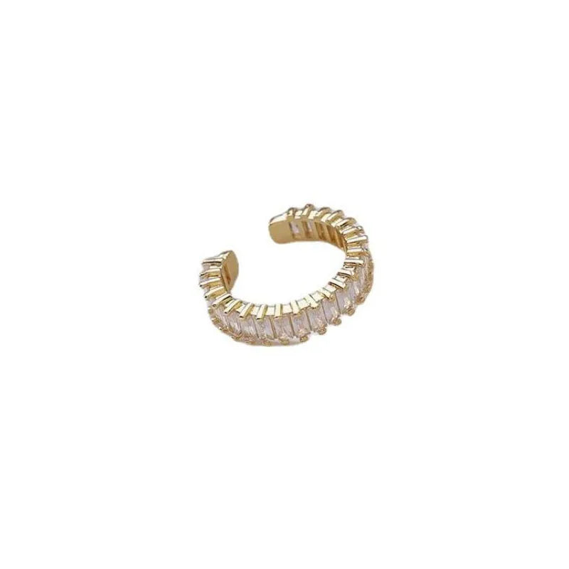 luckacco stainless steel geometric white zircon rings for women's finger opening crystal engagement wedding jewelry birthday party gift