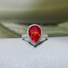 Luckacco Luxury Pear Cut 5Ct Red Moissanite Diamond Ring 925 Sterling Silver Party Wedding Band Rings for Women Bridal Engagement Jewelry