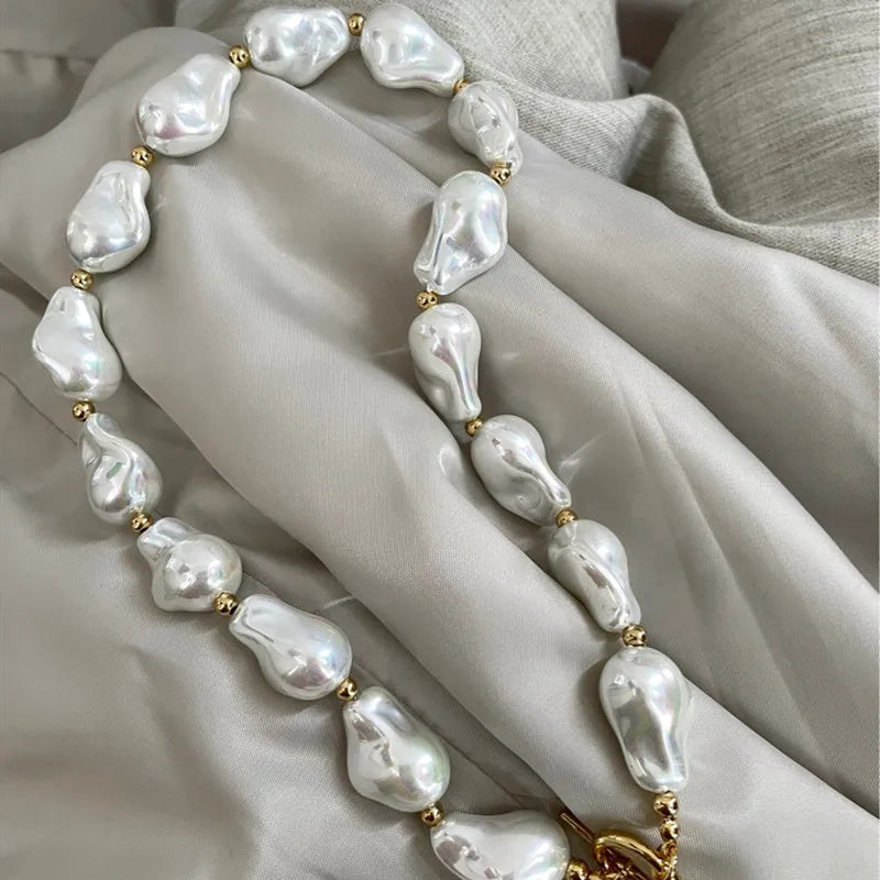 luckacco new trendy baroque pearl necklace for women charms korean temperament ot choker necklace 2023 fashion jewelry gift