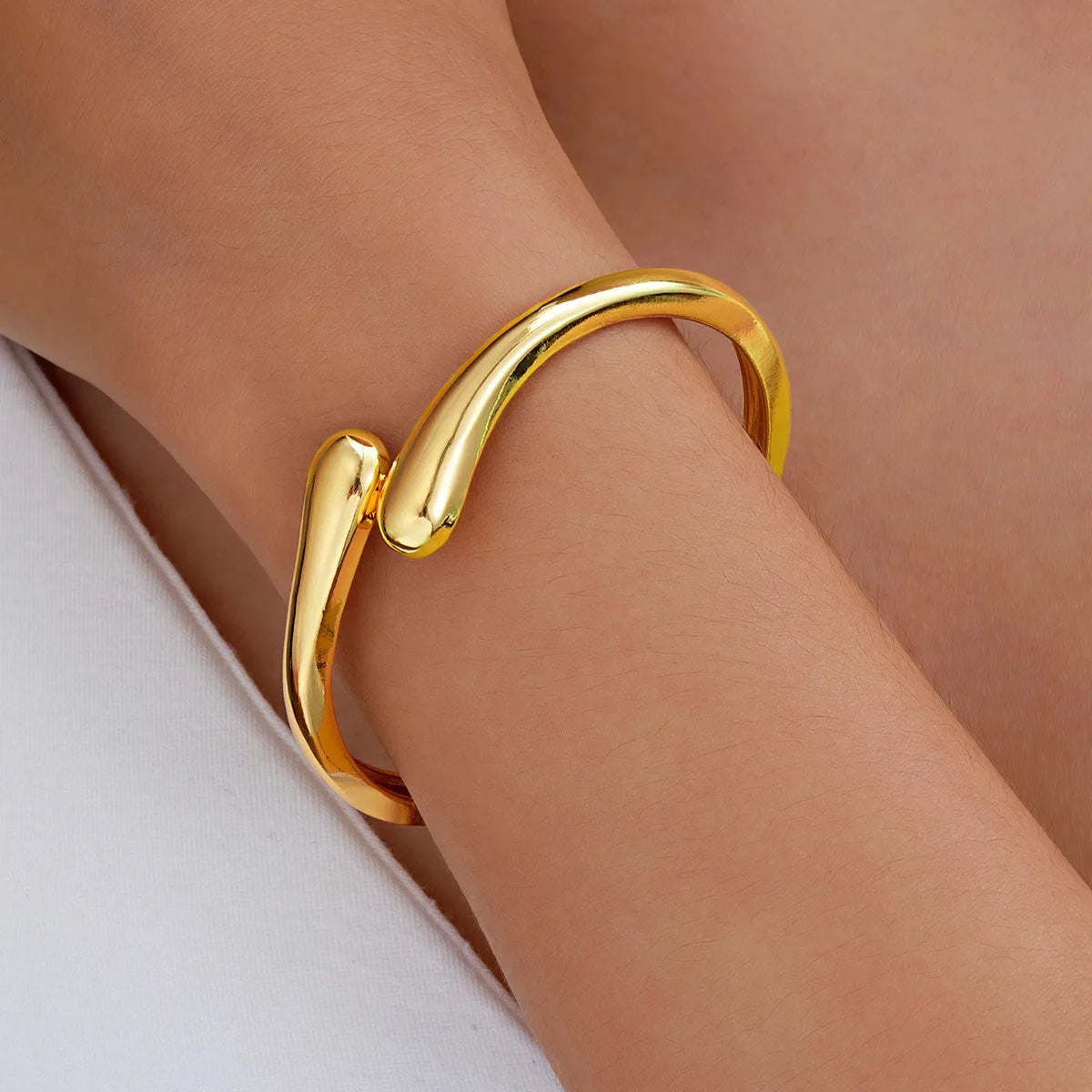 luckacco 4pcs/set fashion snake green gemstone bangle rhinestone full metal bracelets for women birthday party wedding jewerly gifts