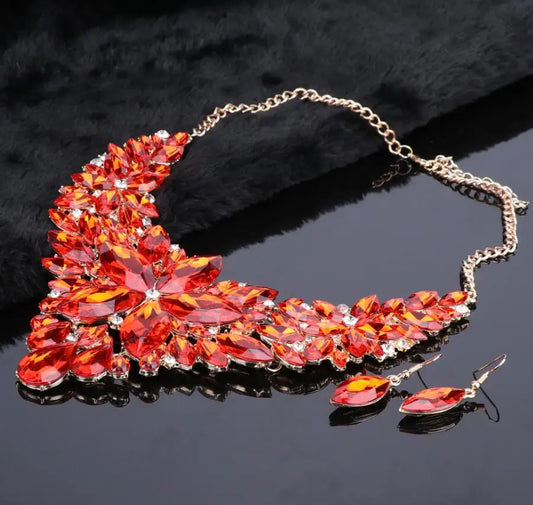 Luckacco Fashion Crystal Jewelry Sets Bridal Necklace Earrings Sets Wedding Party Jewelery Dress Jewellery Decoration Accessories