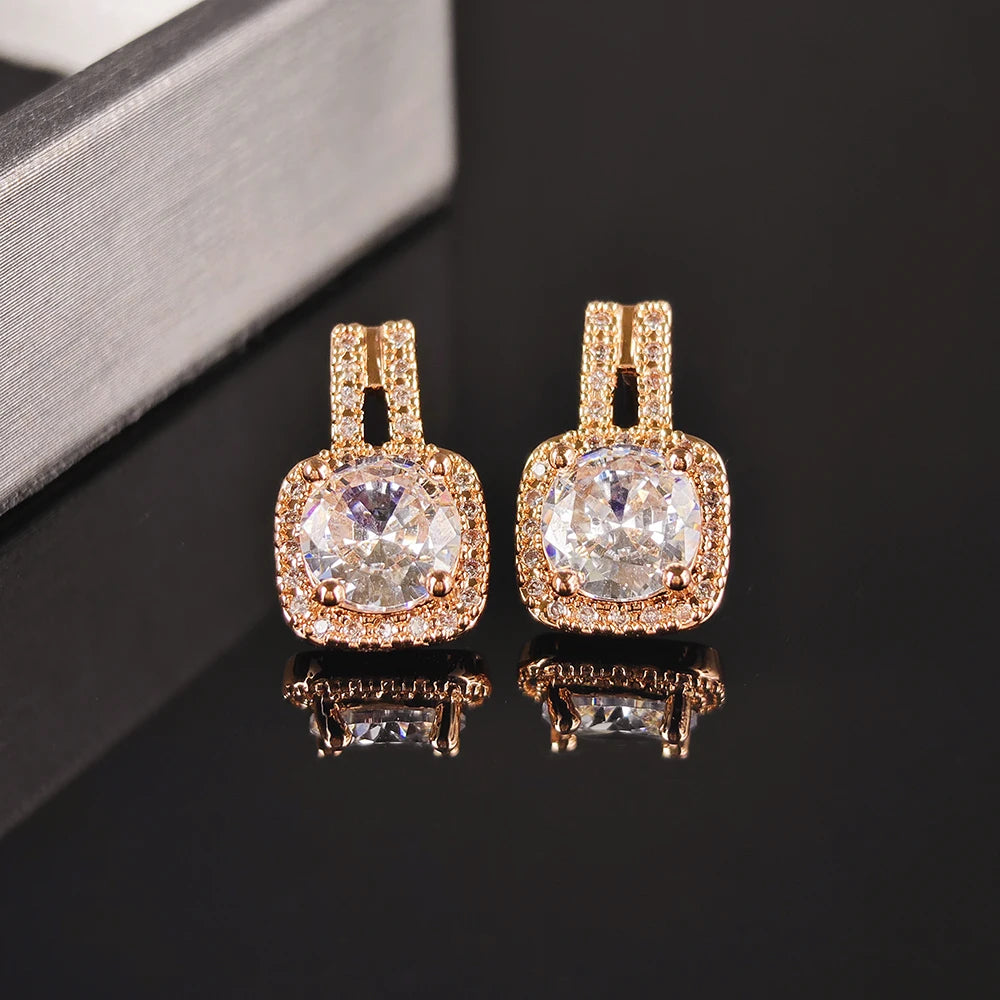 luckacco 2024 new luxury princess silver color korean earrings for women anniversary gift jewelry  e6872