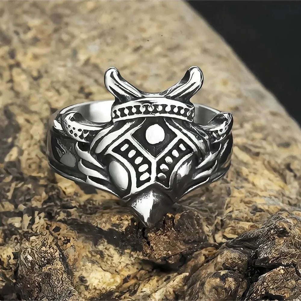 luckacco vintage nordic viking ring stainless steel men ethnic belief odin compass valknut tree of life ring amulet jewelry