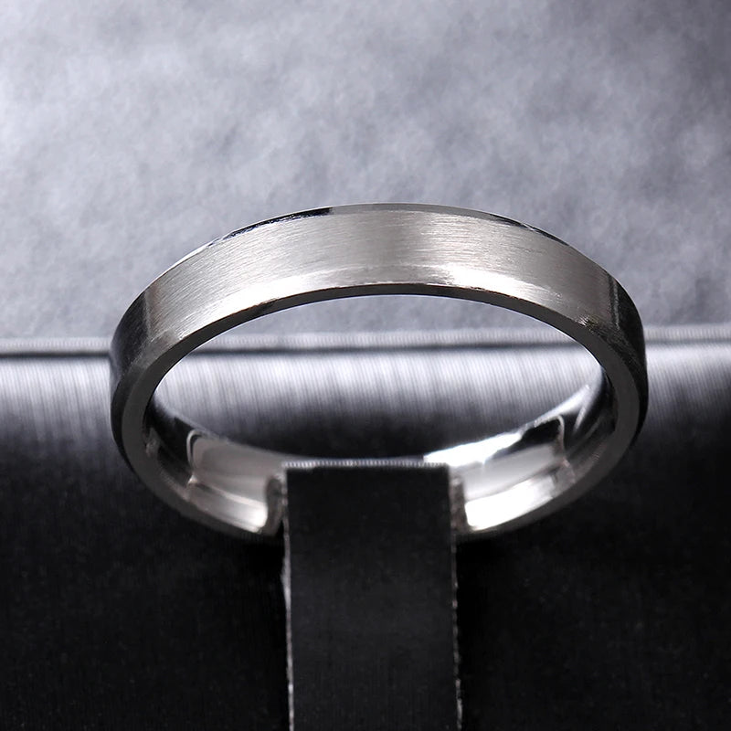 luckacco 4-8mm dull polish silver color titanium ring for men and women personalized ring customize engraved