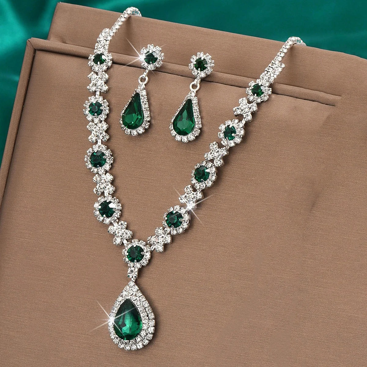 luckacco 3-piece women's claw chain series geometric droplet earrings necklace set wedding banquet party holiday gift 8056