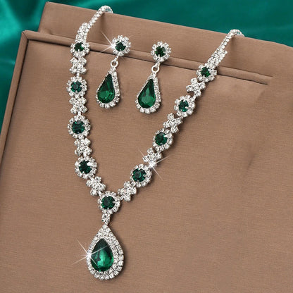 Luckacco 3-piece Women's Claw Chain Series Geometric Droplet Earrings Necklace Set Wedding Banquet Party Holiday Gift 8056