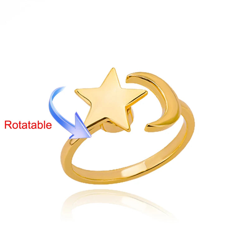 luckacco four clover rotating anxiety rings for women gold color adjustable stainless steel wedding ring aesthetic jewelry gift anillos