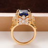 Luckacco daily picks Gorgeous Dark Blue CZ Female Ring Dazzling Flower Design Aesthetic Women Accessories Anniversary Party New 2025 Jewelry