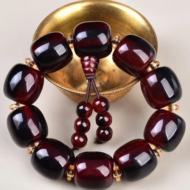luckacco collection authentic tibetan yak horn buddha bead bracelet for middle-aged bloodshot hand string body sufficient qi and blood