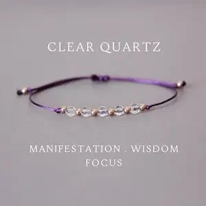 luckacco clear quartz crystal lady's april birthday stone bracelet fits her adjustable gemstone gift