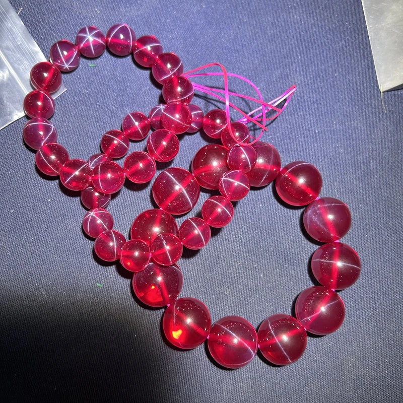 luckacco red star stone ruby jewelry beads bracelet synthetic corundum 9 mohs 14mm 16mm 18mm