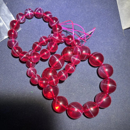 Luckacco Red Star Stone Ruby Jewelry Beads Bracelet Synthetic Corundum 9 mohs 14mm 16mm 18mm