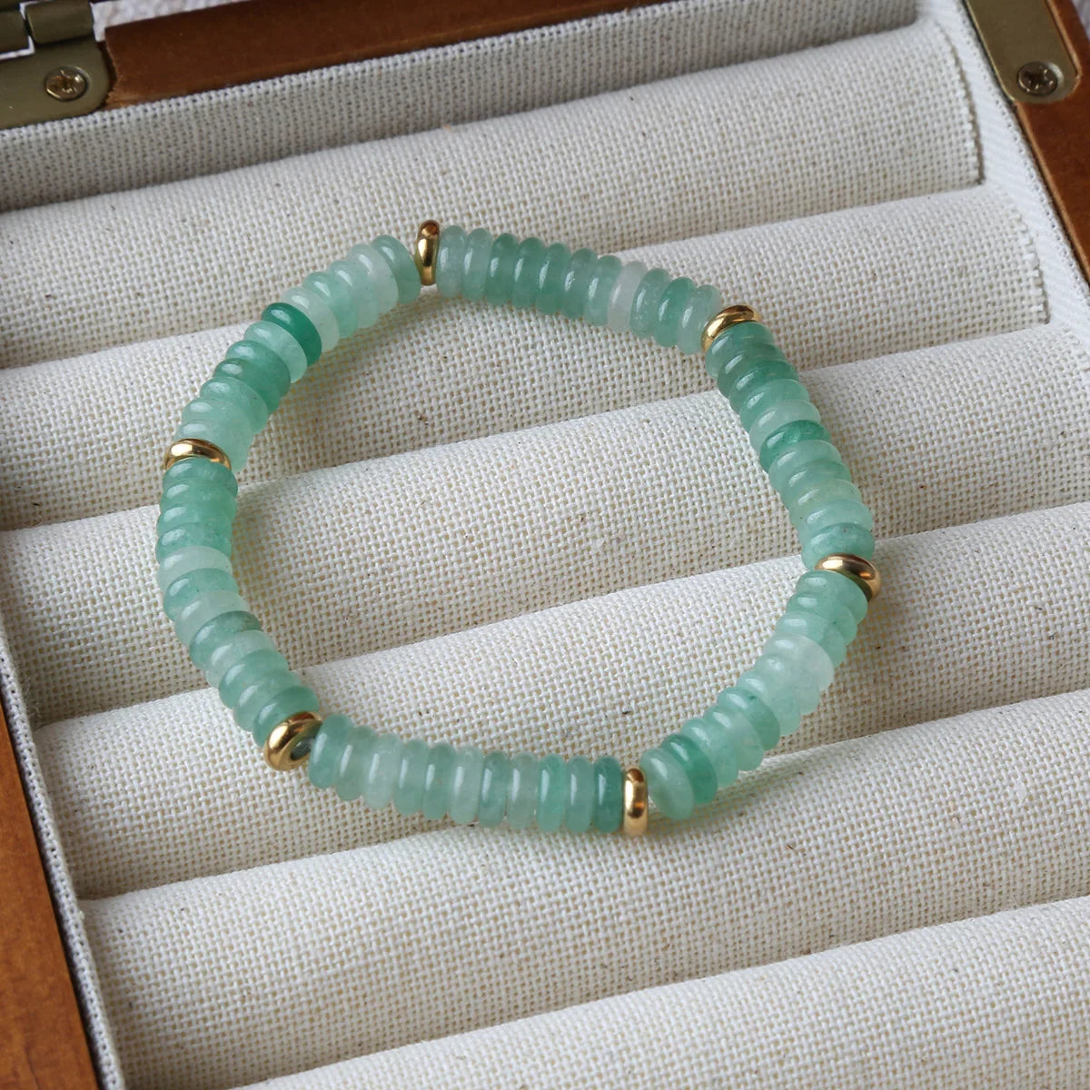 luckacco summer cool elastic bracelet color beads dopamine girl versatile natural stone bead trend 2024 new