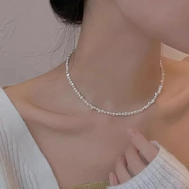 luckacco hengsheng 4-5mm baroque freshwater pearl necklaces 38cm 45cm 50cm 925sterling silver necklaces jewelry gift 2025 new arrivals