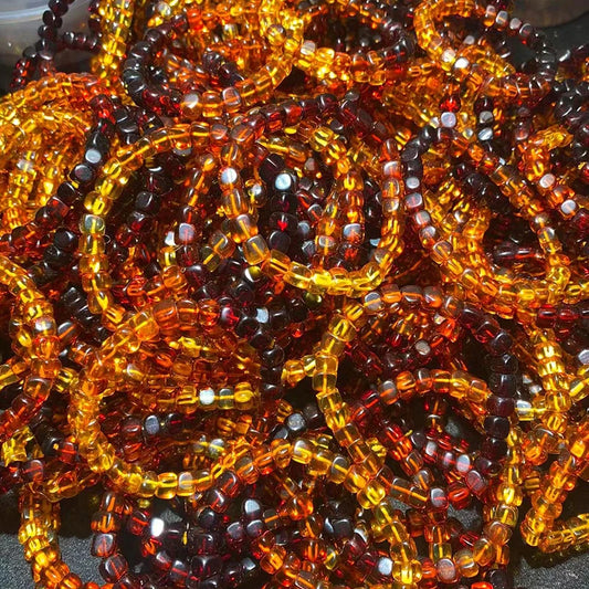 Luckacco 6mm Natural Baltic Amber Bracelet For Women Fashion Rainbow Gradient Color Square Elasticity Aldult Amber Bead Jewelry Gift