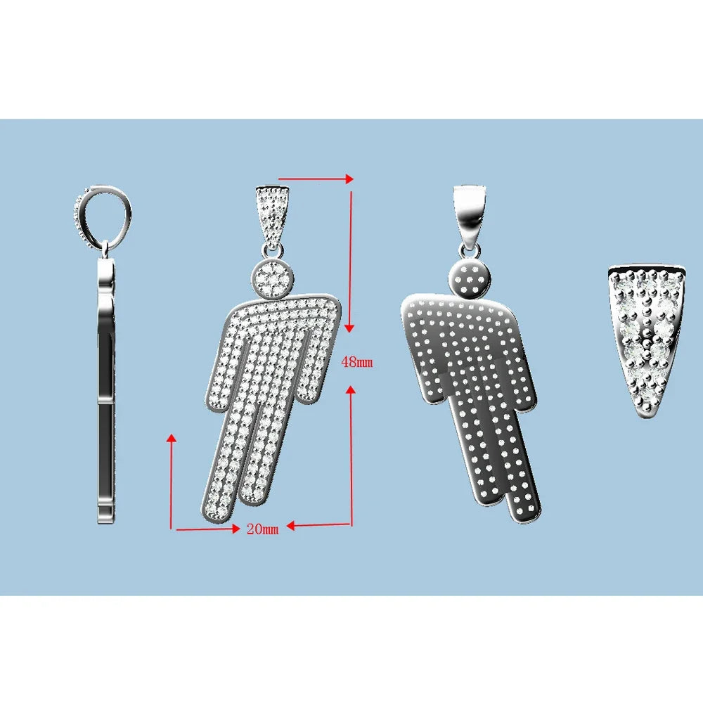 luckacco hip hop necklace,stainless steel round head zircon couple pendant necklace,skew head pendant full of zircon chaoren necklace