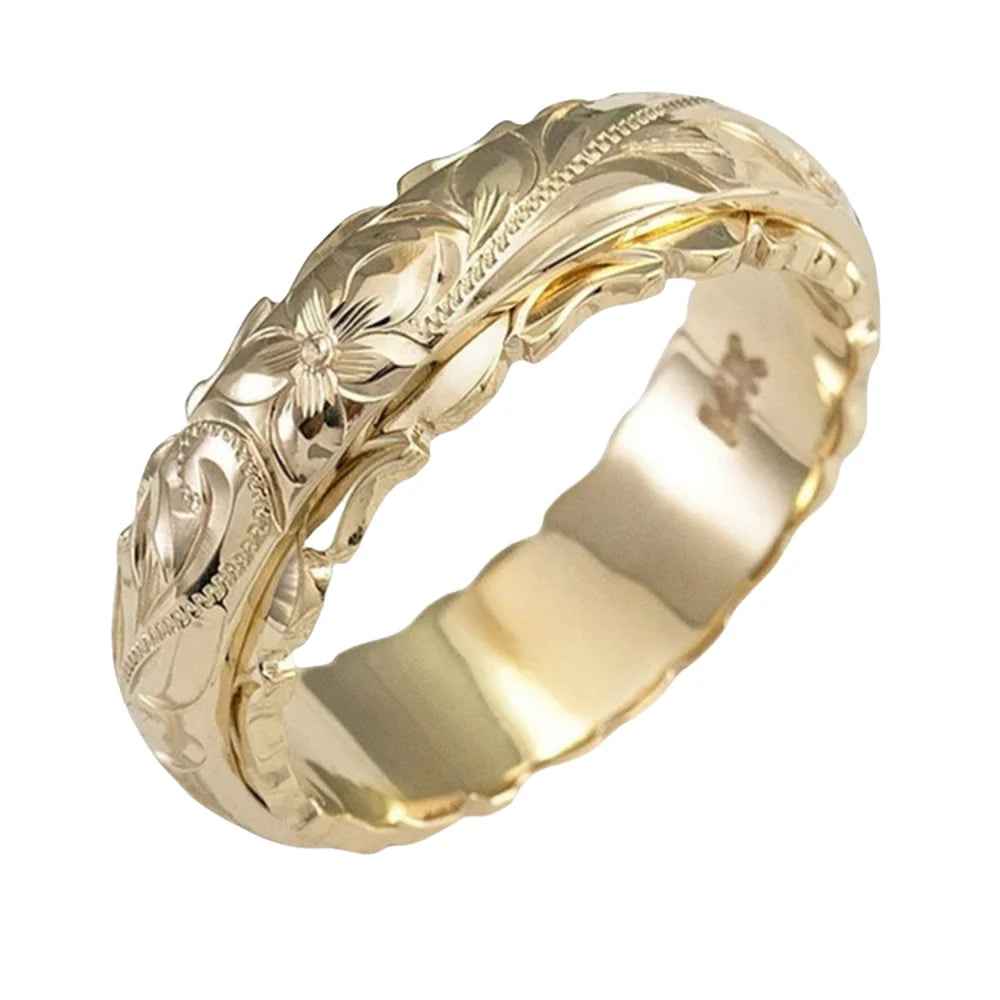 luckacco alloy carving rose flower ring - trendy unisex jewelry size 5-11 perfect valentine's day gift