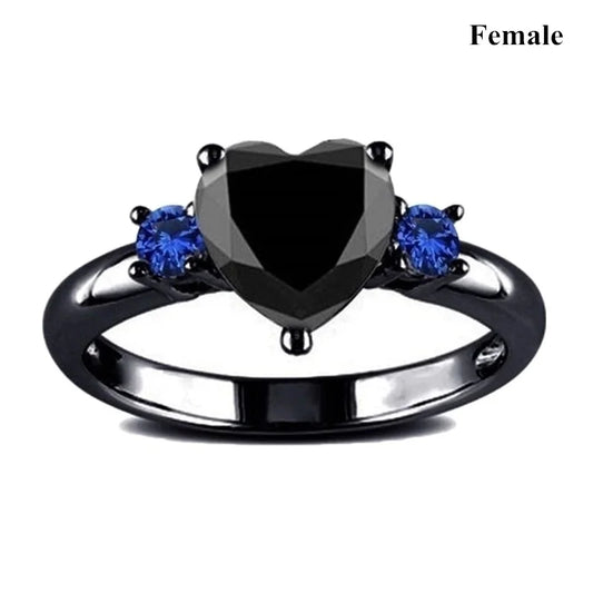 Luckacco Couple Rings Exquisite Women Rhinestones Zirconia Rings Set Simple Gold Color Men Stainless Steel CZ Stone Rings Wedding Jewelry