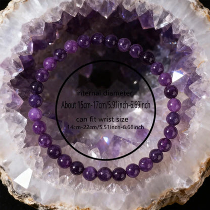 Luckacco Handmade Amethyst Beaded Bracelet - Boho Style Crystal Jewelry for Women, Stretchable Design Fit Most Wrists, Trendy Daily Ornam