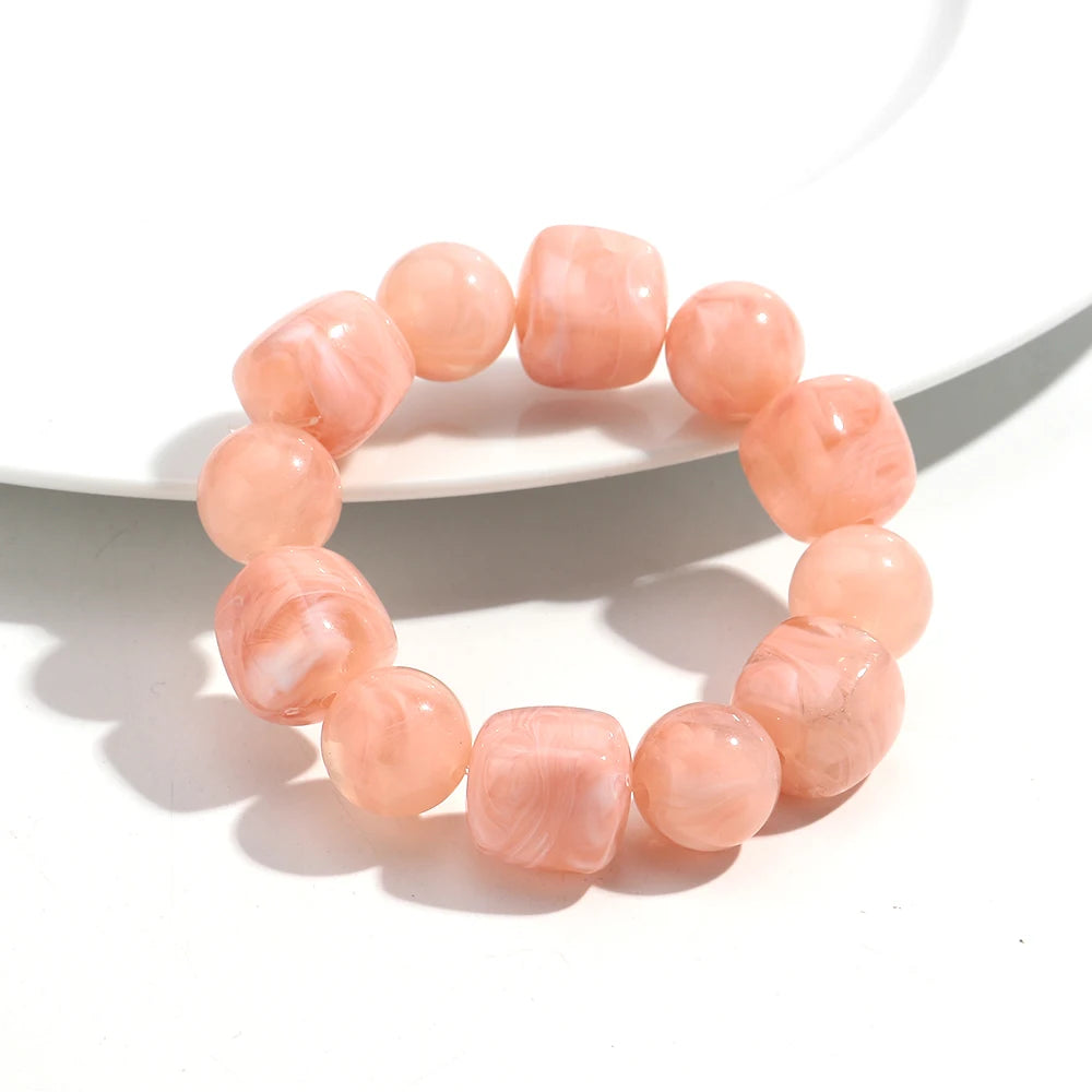 luckacco acrylic chunky irregular square round beaded bracelet for women european and american simple bracelet fashion hand accessories