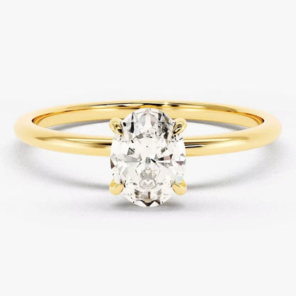 Luckacco S925 sterling silver oval Moissanite ring, women's four-prong simple egg-shaped ring