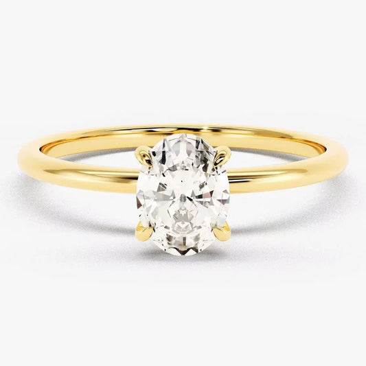 Luckacco S925 sterling silver oval Moissanite ring, women's four-prong simple egg-shaped ring