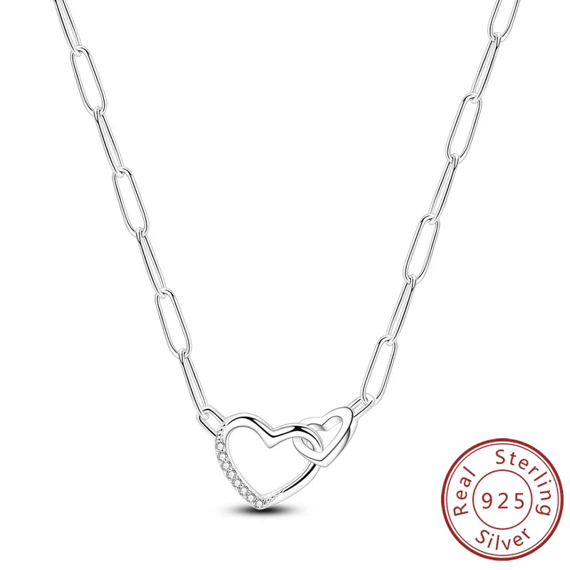 luckacco necklace 925 sterling silver butterfly love heart bear classic simple adjustable necklace for women girl fashion jewelry gifts