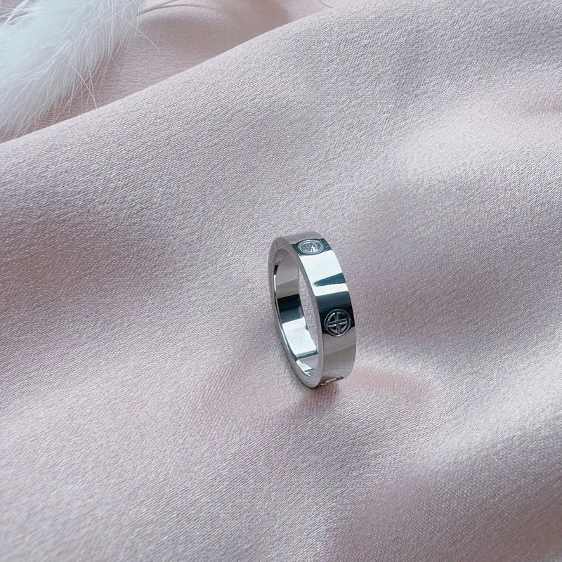 luckacco trend luxury brand cross stainless steel zircon ring with stone for woman girl for men couple finger wedding ring bague femme