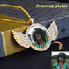 Luckacco Custom Necklace Personalized Photo Picture Angel Wings Rhinestone Pendant Chains Necklaces Creative Fashion Hip Hop Jewelry Gift