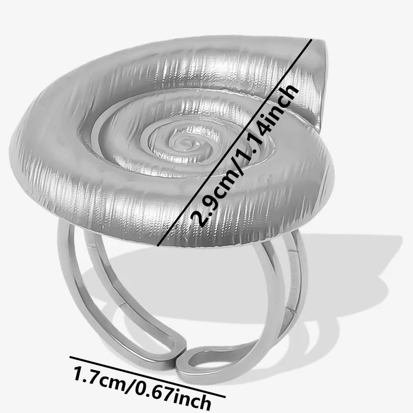 luckacco 1pc stylish marine jewelry ocean sea animals conch starfish shell ring stainless steel jellyfish scallop rings women charm gift