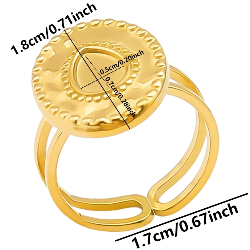 luckacco oval square leaf heart sun base open adjustable ring diy rhinestone oil drop stainless steel rings for women men jewelry bagues