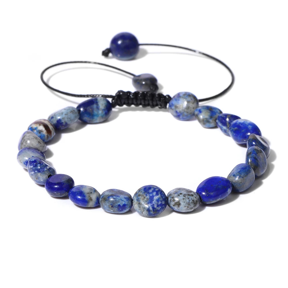luckacco natural crystal gravel stone bracelets for women healing irregular amethysts lapis lazuli rose quartzs chain bracelet jewelry