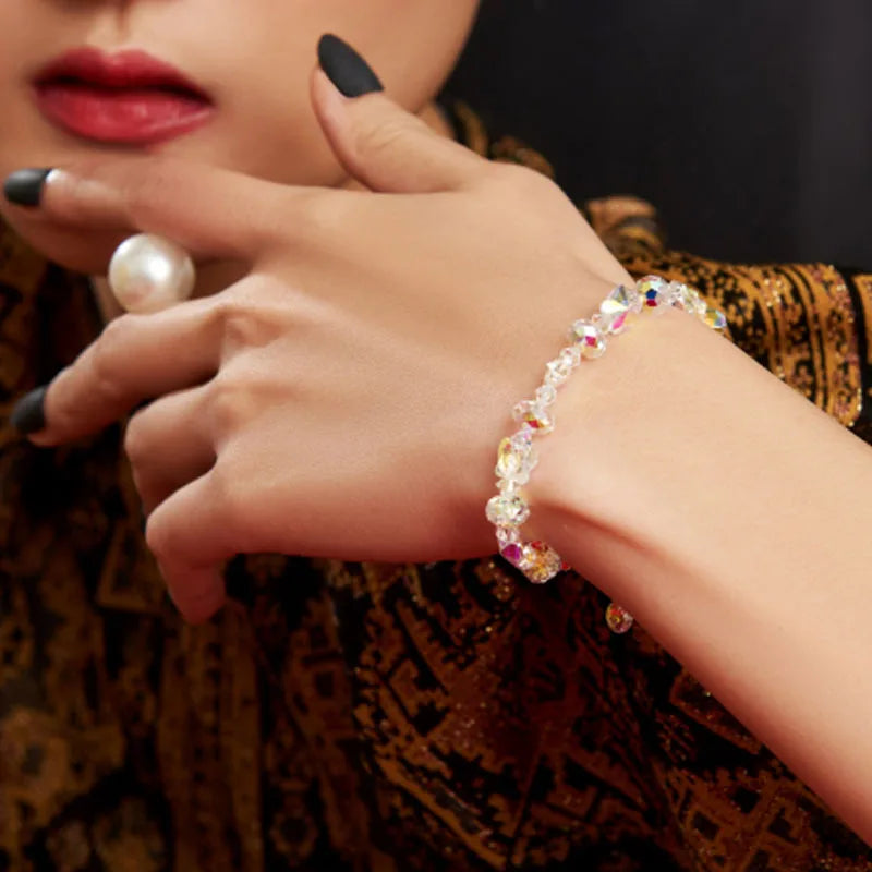 luckacco new ab butterfly crystal beaded bracelets women sweet temperament handwork bracelets&bangles charms jewelry making men bracelet
