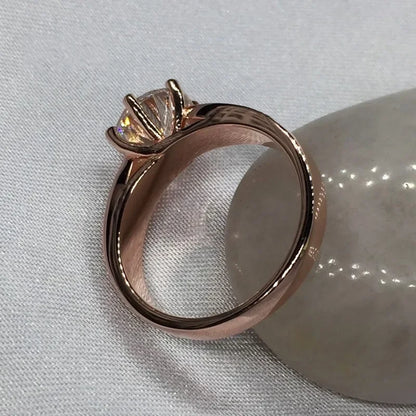 Luckacco 18K Rose Gold 3ct Lab Diamond Promise Ring Engagement Wedding Band Rings for Women Bridal Jewelry Gift