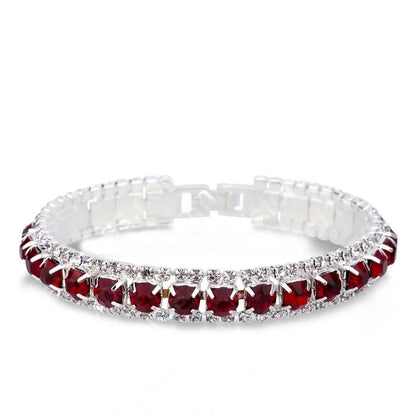 Luckacco New Arrival  925 Sterling Silver Silve Women Classic Jewelry Holiday Gift  Clear Red Cubic Zircon Bracelet& Bangle