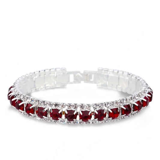 Luckacco New Arrival  925 Sterling Silver Silve Women Classic Jewelry Holiday Gift  Clear Red Cubic Zircon Bracelet& Bangle