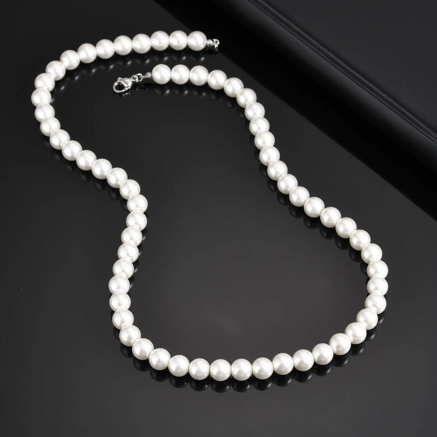 luckacco light luxury imitation pearl necklace for women, waterproof stainless steel necklaces,mother's day gift jewelry