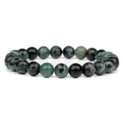 Luckacco Handmade Natural Stone African Stone Beads Bracelet Men Yoga Mala Jewelry Green Moss Agates Beaded Bracelet for Women Men