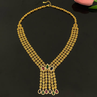 Luckacco JRH Gold Plated 4-Piece Jewelry Set for Women Africa Elegant Necklace Earrings Bracelet Ring Luxury Gift Set for Her