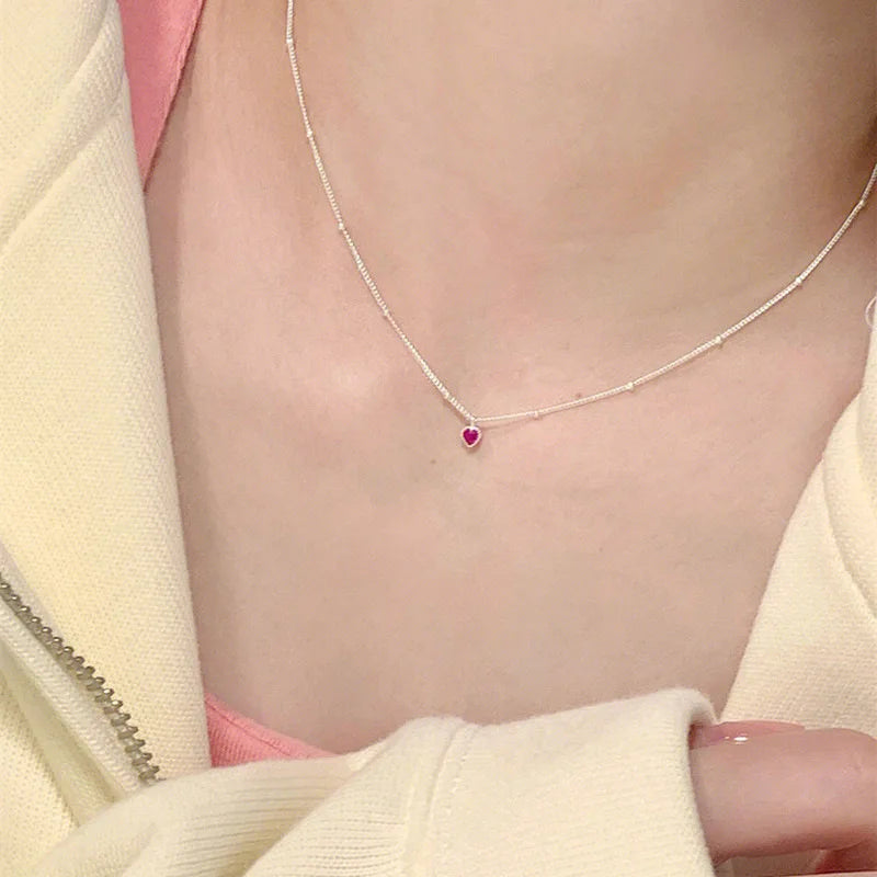 luckacco 925 sterling silver zircon heart interlocking necklaces for women luxury quality jewelry gift female  items