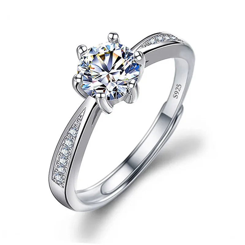 luckacco never fade luxury classic 18k white gold color ring solitaire 2 carat zirconia diamant wedding band women jewelry accessories