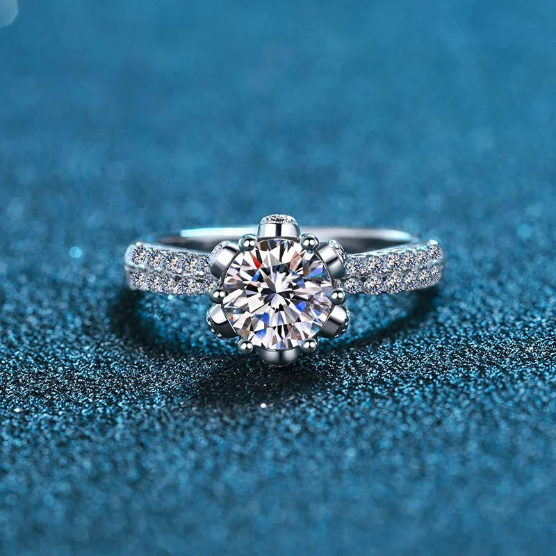 luckacco d-color moissanite ring women's diamond 18k gold set with 1-carat moissanite diamond women's ring platinum pt950 imprint